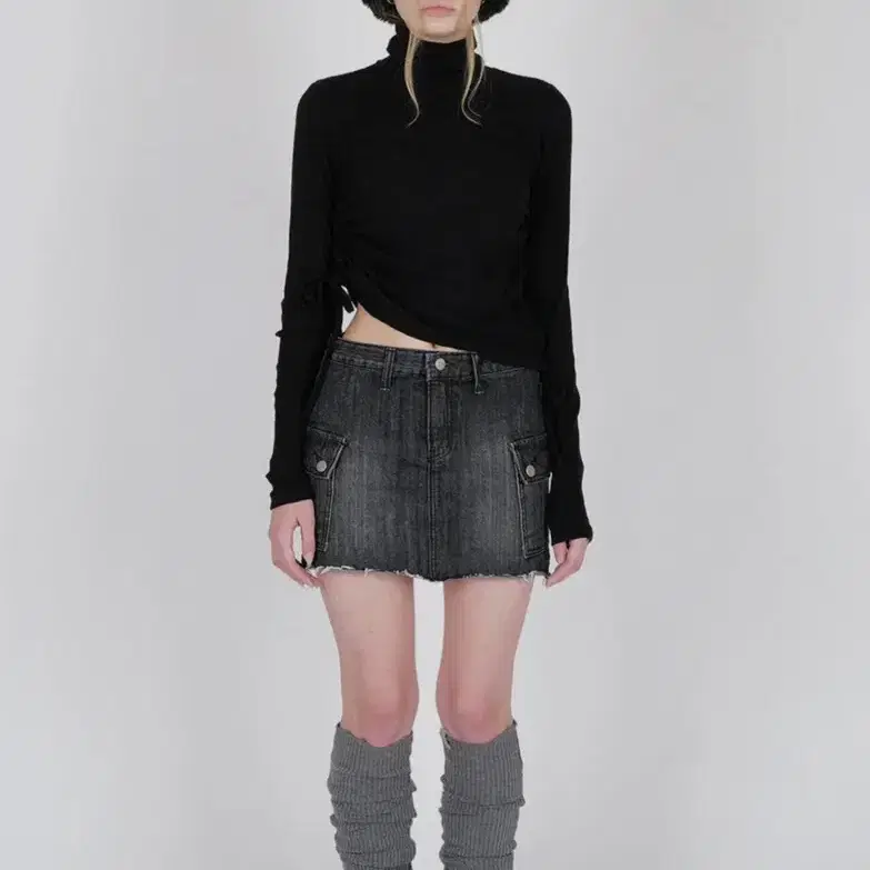 리마지 Cargo denim skirt (black)