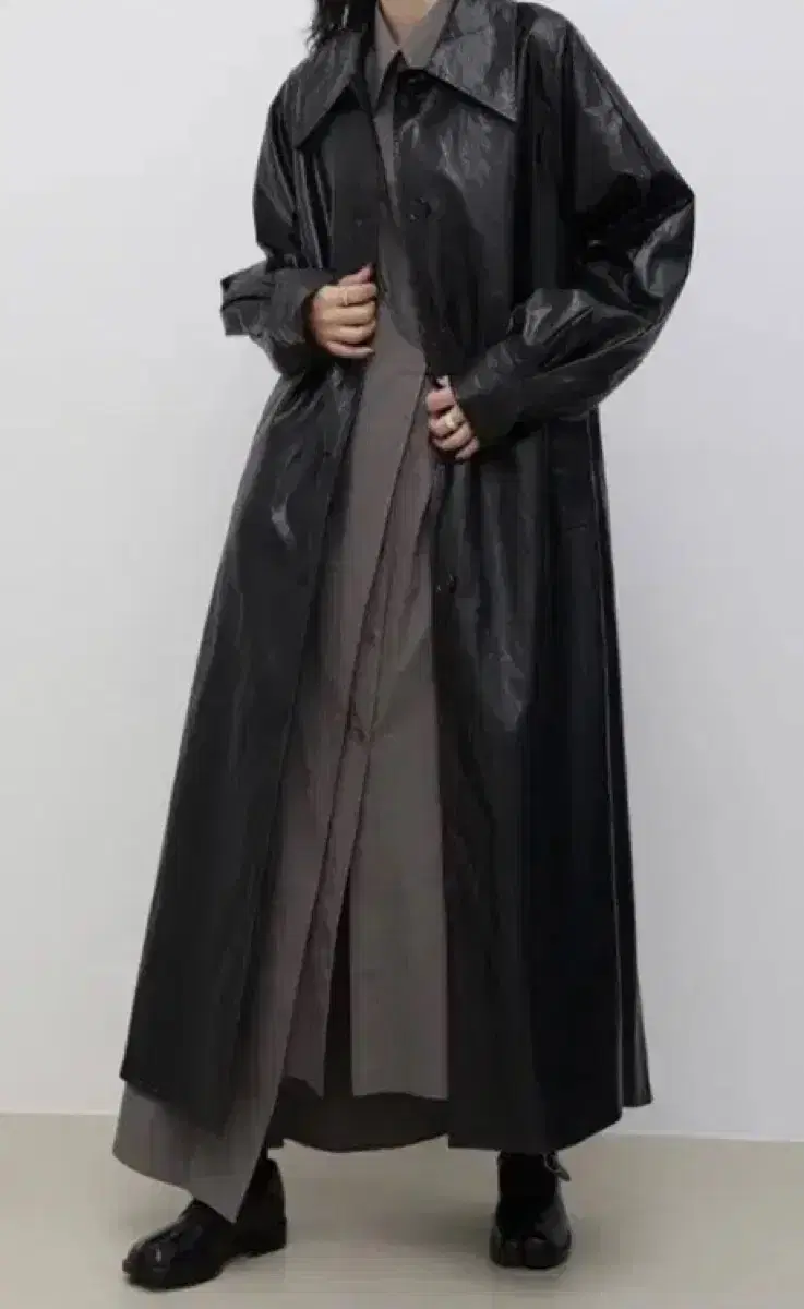 트리밍버드 Leather long trench 코트