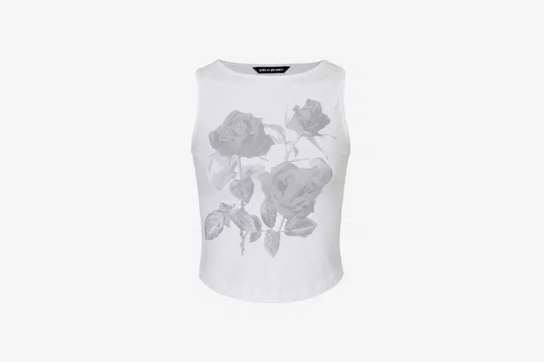 페인오어플레져 rose graphic sleeveless white