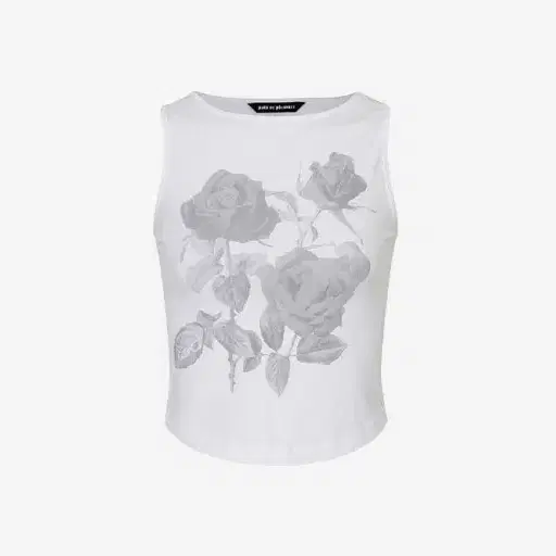 페인오어플레져 rose graphic sleeveless white