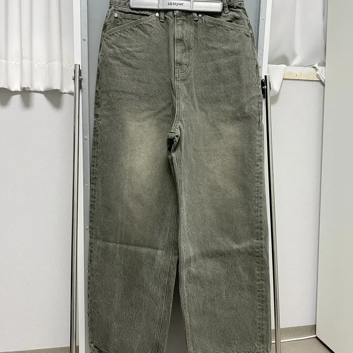 [S] STU Wide Denim Pants Washed Green