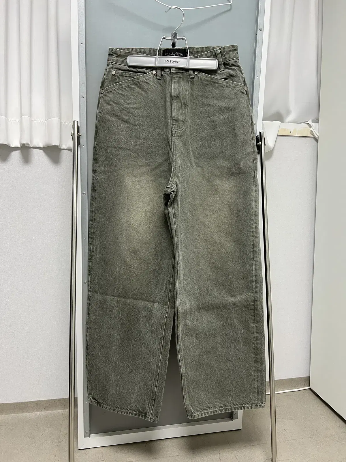 [S] STU Wide Denim Pants Washed Green