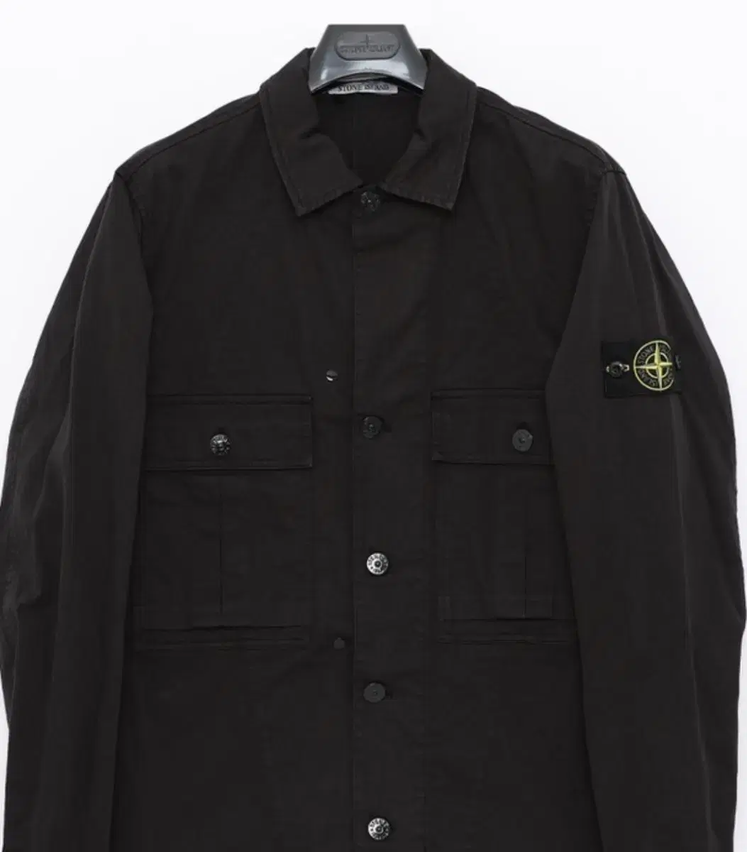 Stone Island waffen patch button-up shirt jacket for sale.