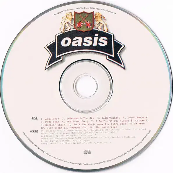 Oasis - The Masterplan (CD) 영국반 2000 EX-