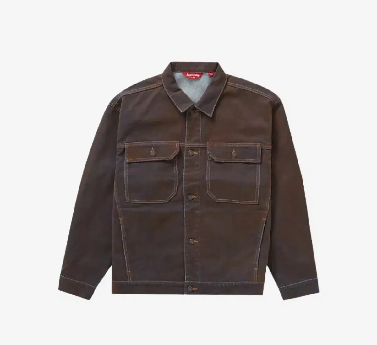 L Supreme Flocked Denim Jacket Gold Brown