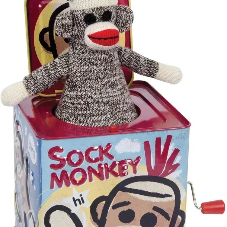 Sock monkey in the box, 양말원숭이 유아 장난감, 성인