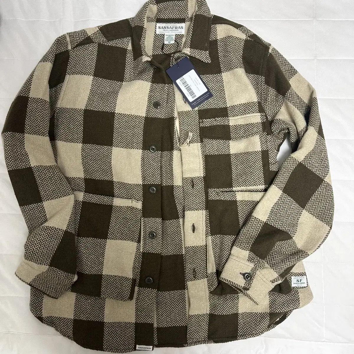 Sassafras Olive Check Shirt New for sale