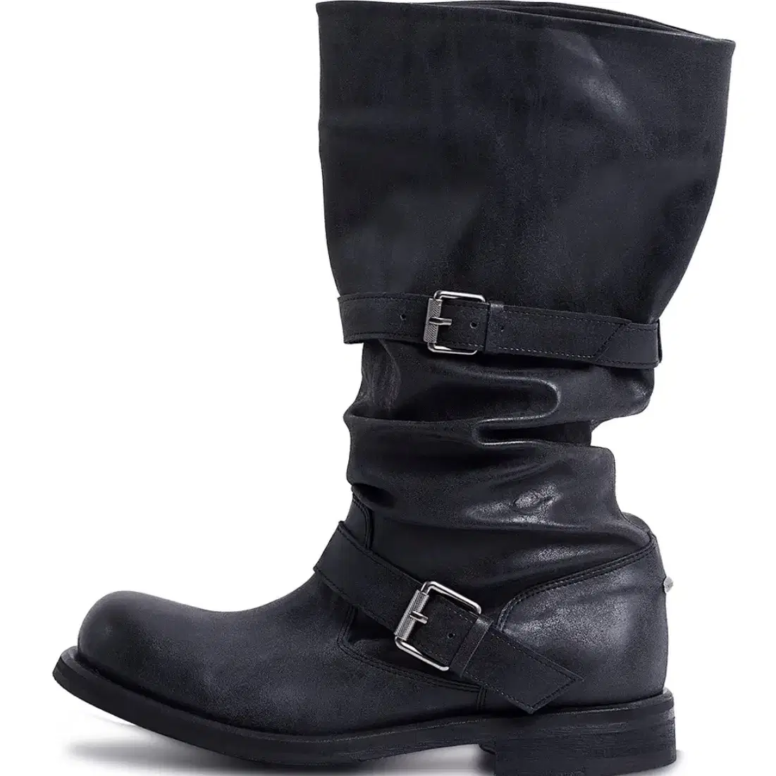 네가티브쓰리 slouchy long boot washed black