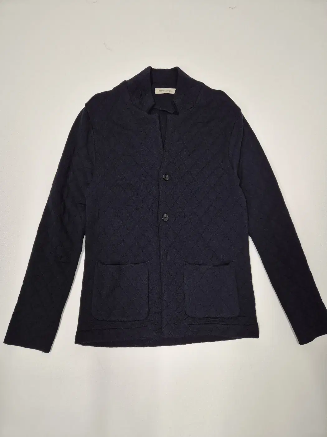 BT531 Series Men's100S Navy Quilted Karaneck Knit Cardigan