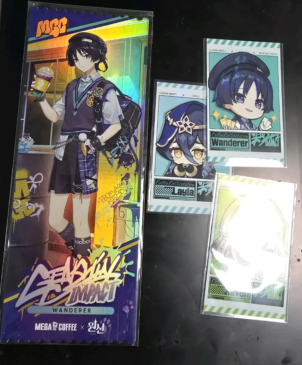 Wanderer Yuksam Mega Coffee Hologram Ticket + 3 Minigame Photo Cards Genshin Impact