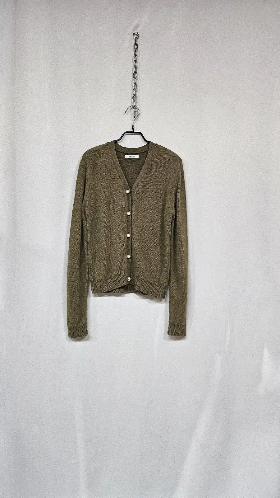 Pearl Buttons Knit Cardigan (Khaki)