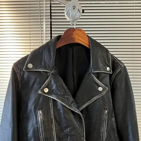 Semantic design leather rider jacket