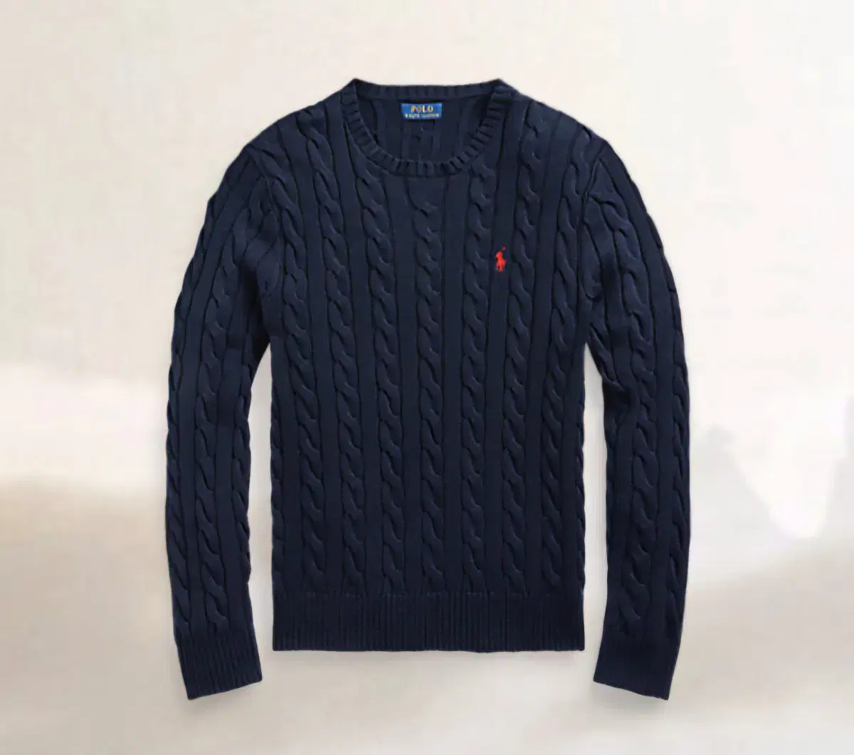 [M] Polo Ralph Lauren Cable-knit Cotton Sweater Navy Genuine