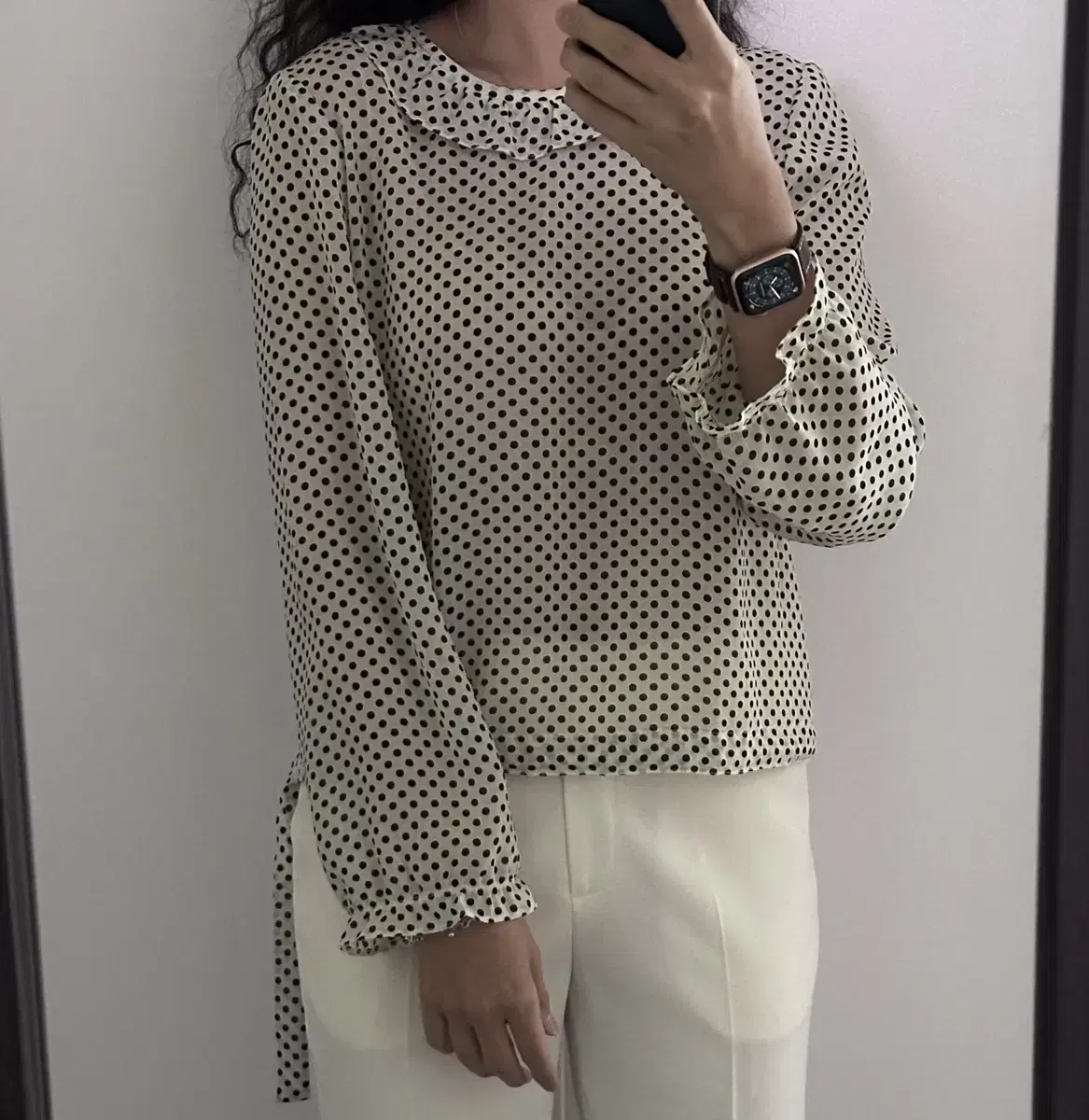 See-through dot blouse