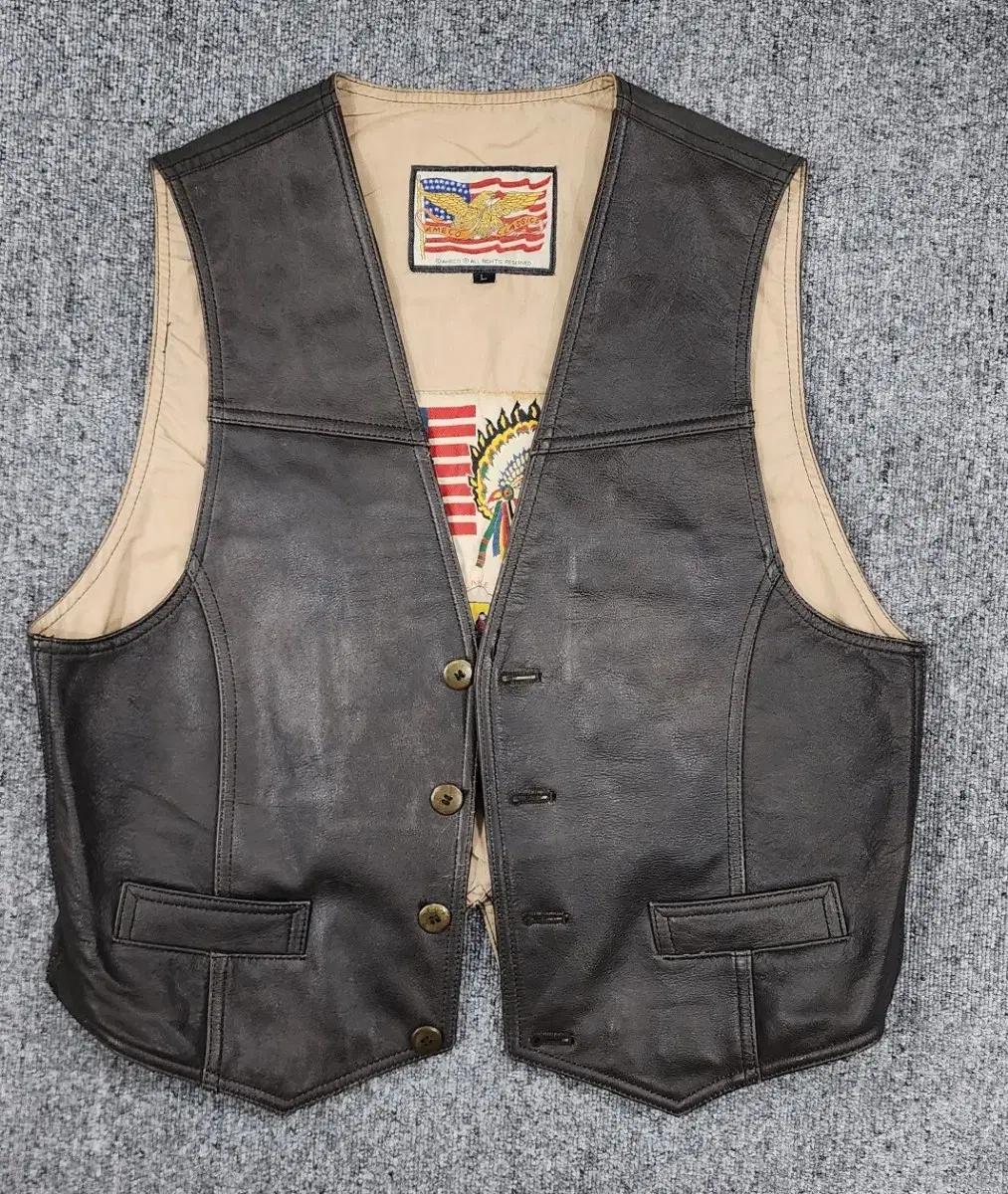 AMECO Vintage 90s Leather Vest Vest L