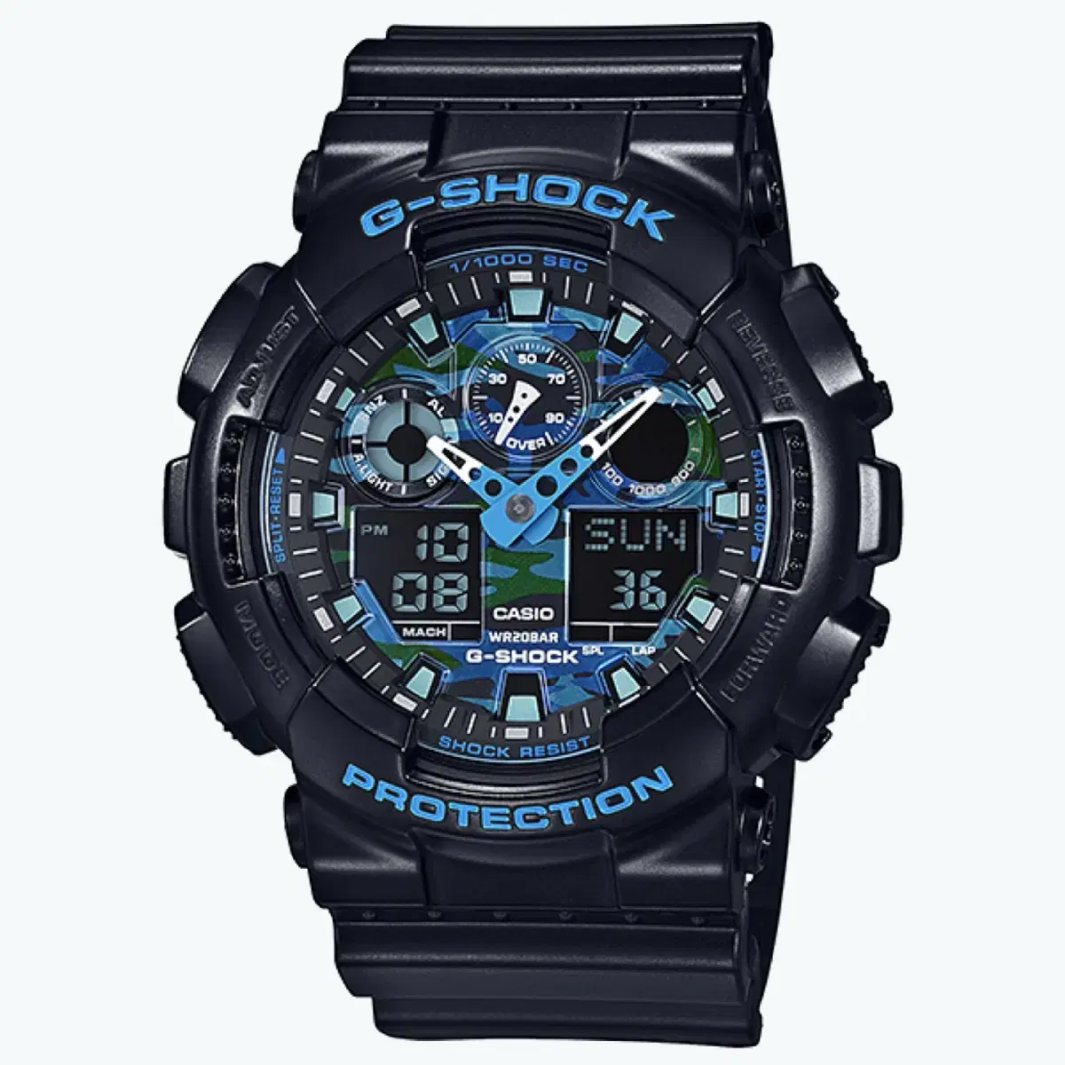 지샥 빅페이스 (G-SHOCK GA-100) 블루 카모플라쥬 판매합니다