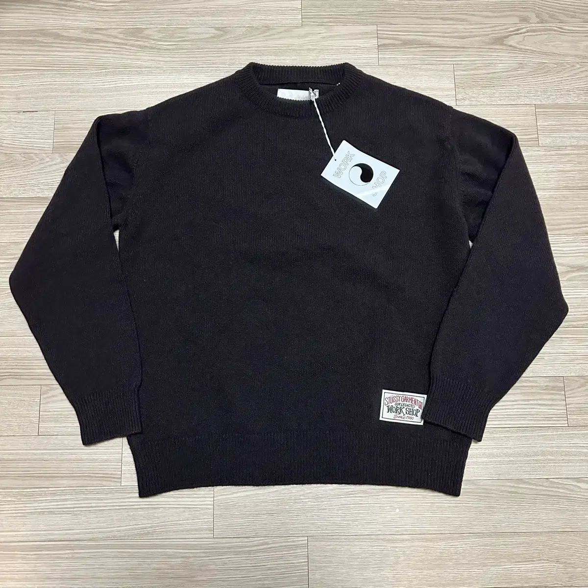 Stussy x Haregashi Workshop Round Neck Wool Sweater Dark Brown Surfman M