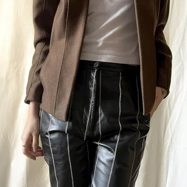 vintage stripe leather pants