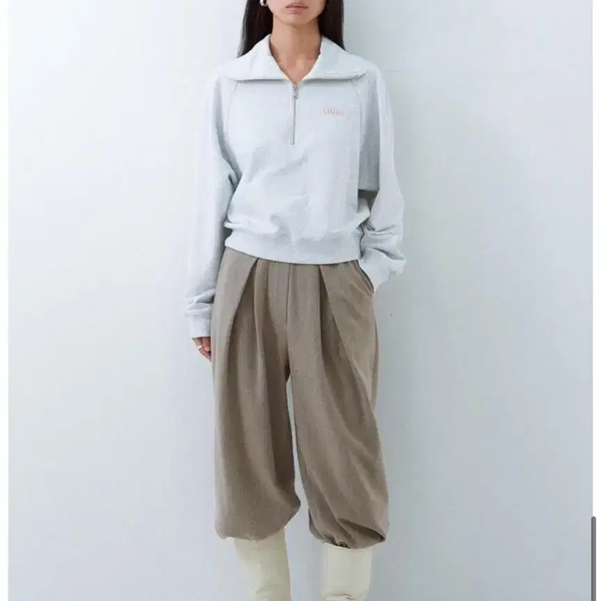 osthe 오스더 cotton wide tuck pants brown