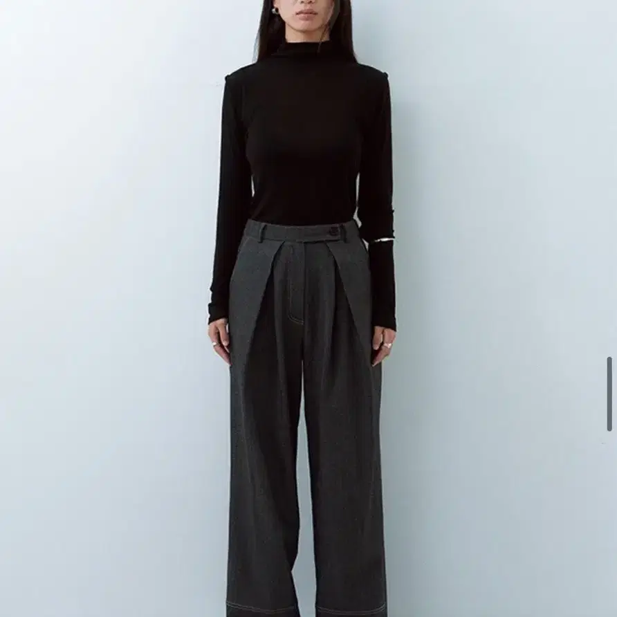 osthe 오스더 cotton wide tuck pants brown