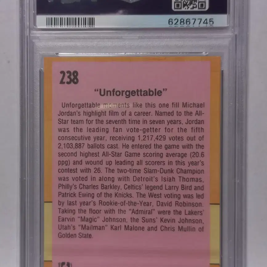 NBA 마이클조던 1991 올스타 PSA6