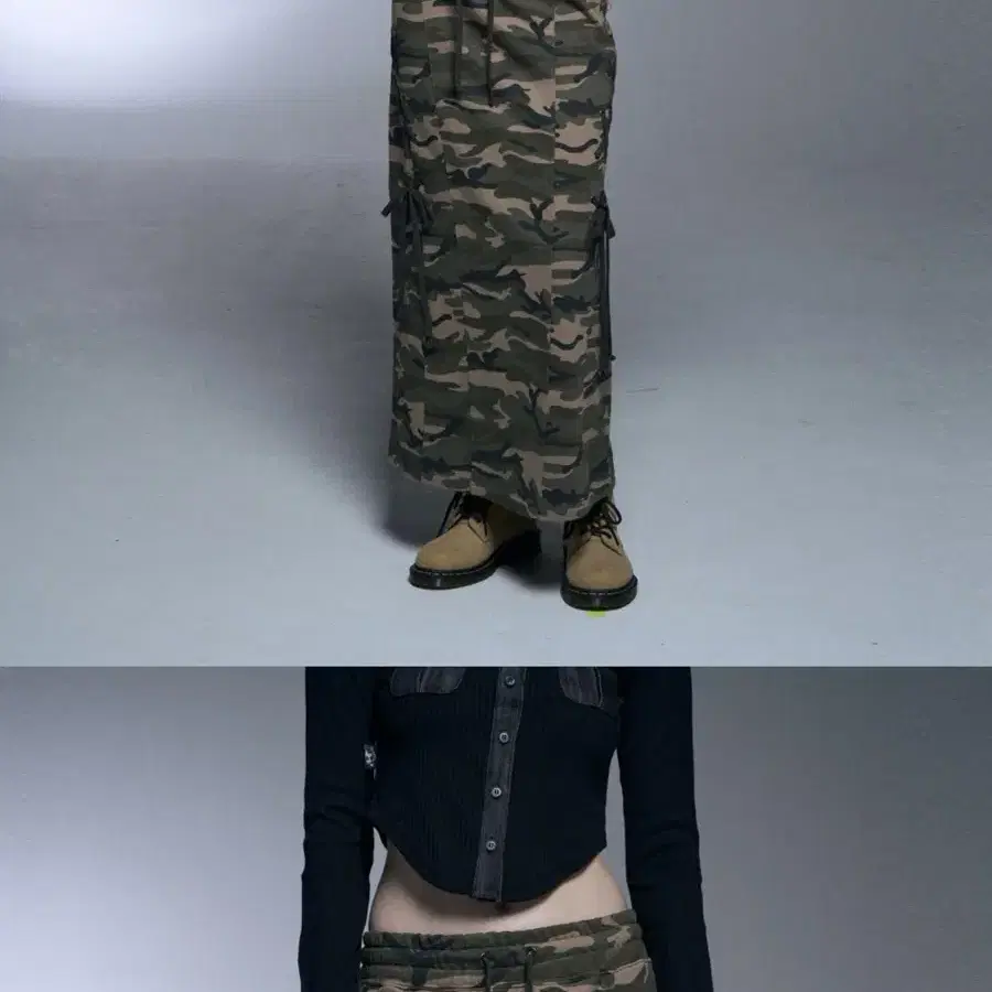 셋업엑스이 LACEUP MAXI SKIRT [CAMO]