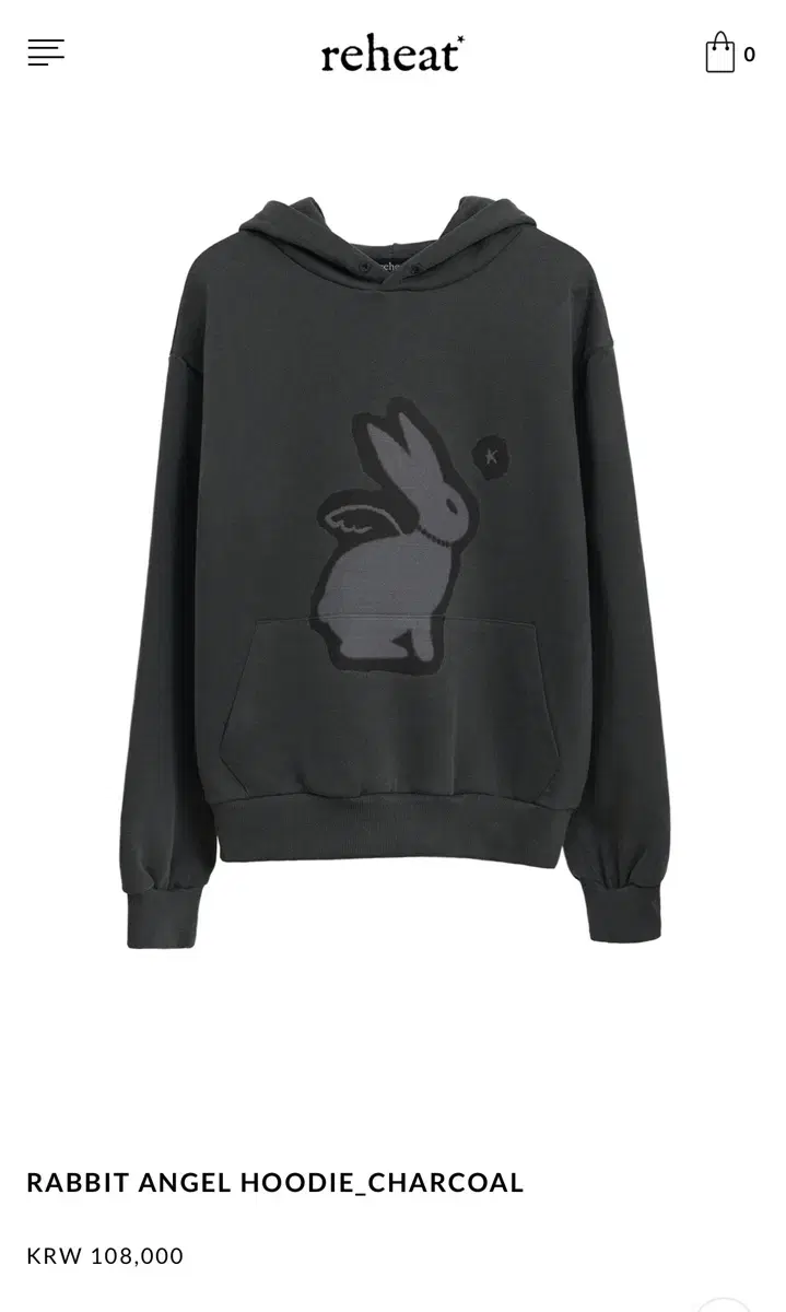 reheat RABBIT ANGEL HOODIE_CHARCOAL