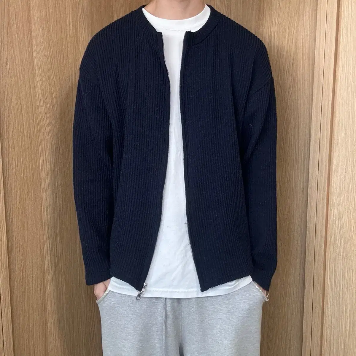 Man Won Shop Vintage Overfit Two-Way Knit Zip-Up L