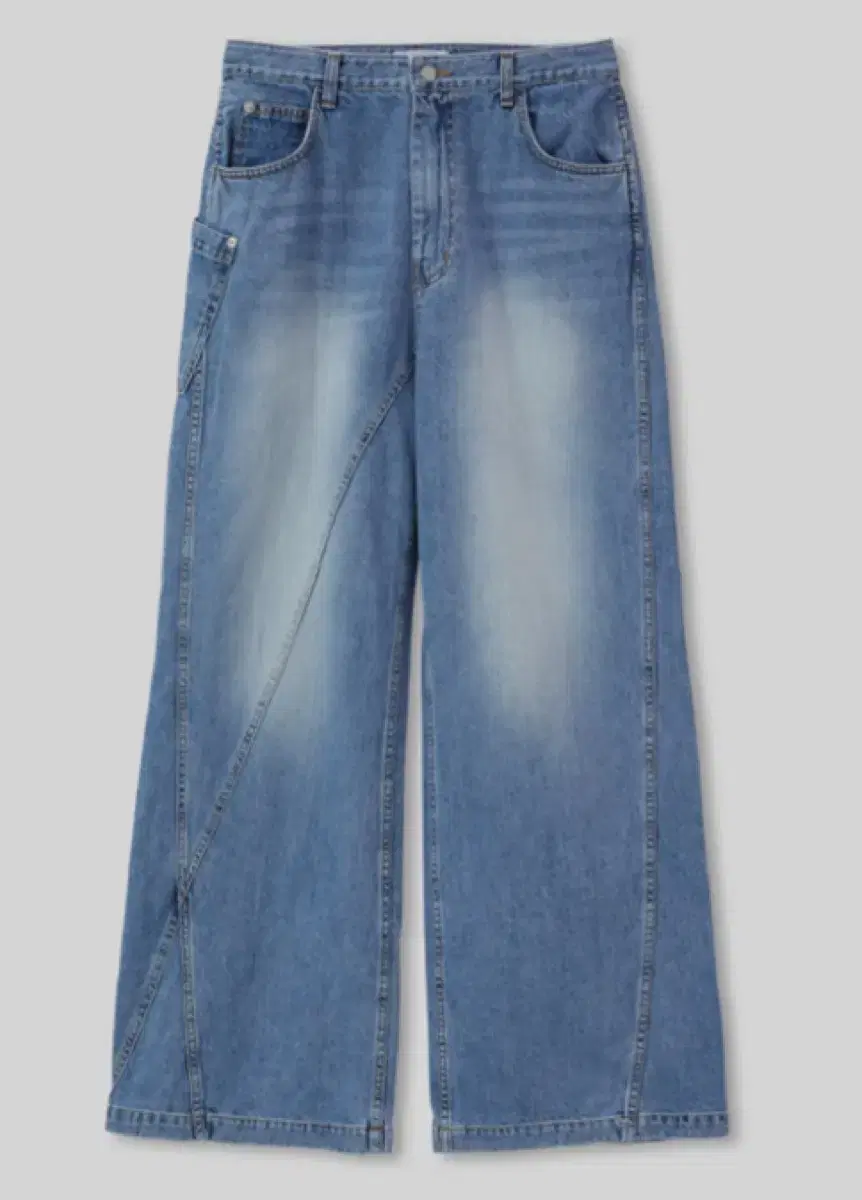 Remade Layered Wide Denim Pants - Denim