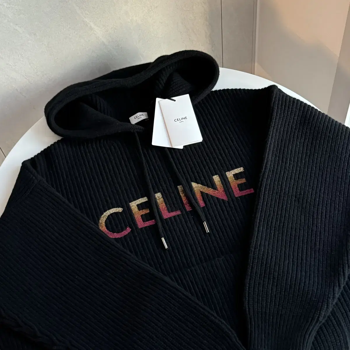 [23FW,New,M] Seline Ribbed Knit Hoodie