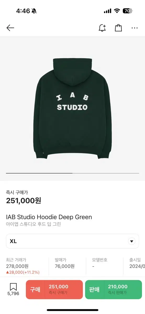 iApp Hoodie Deep Green XL sells