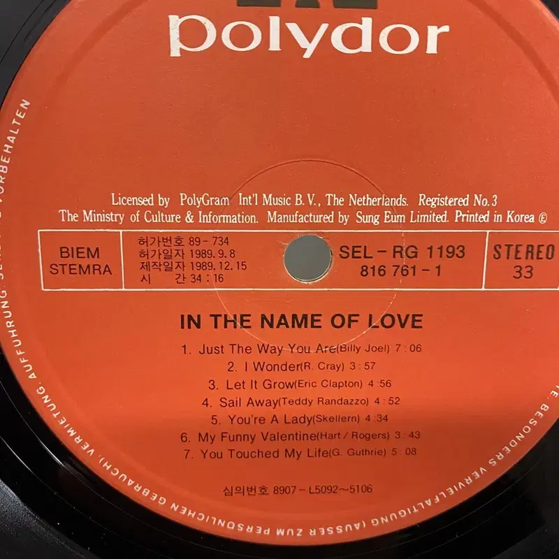 IN THE NAME OF LOVE LP / AA3522