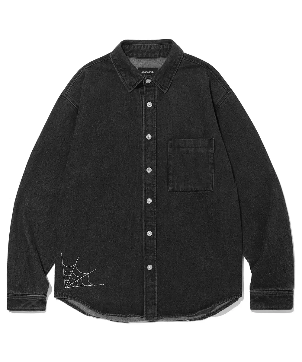 [L]Mahagrid Web Denim Shirt