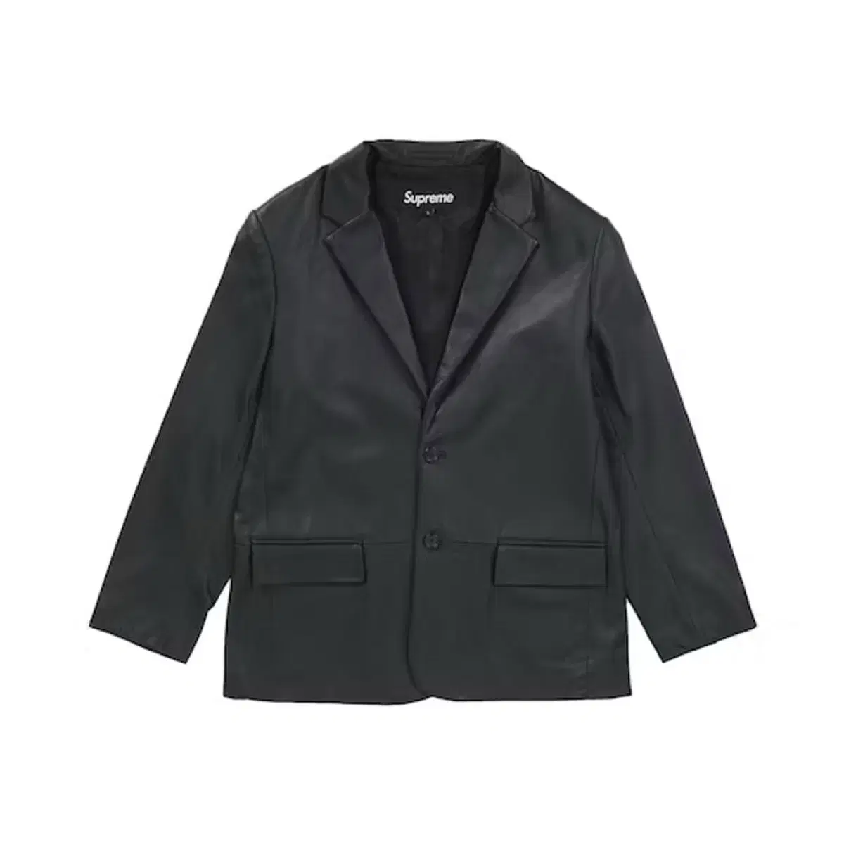 L Supreme Leather Blazer Jacket Black