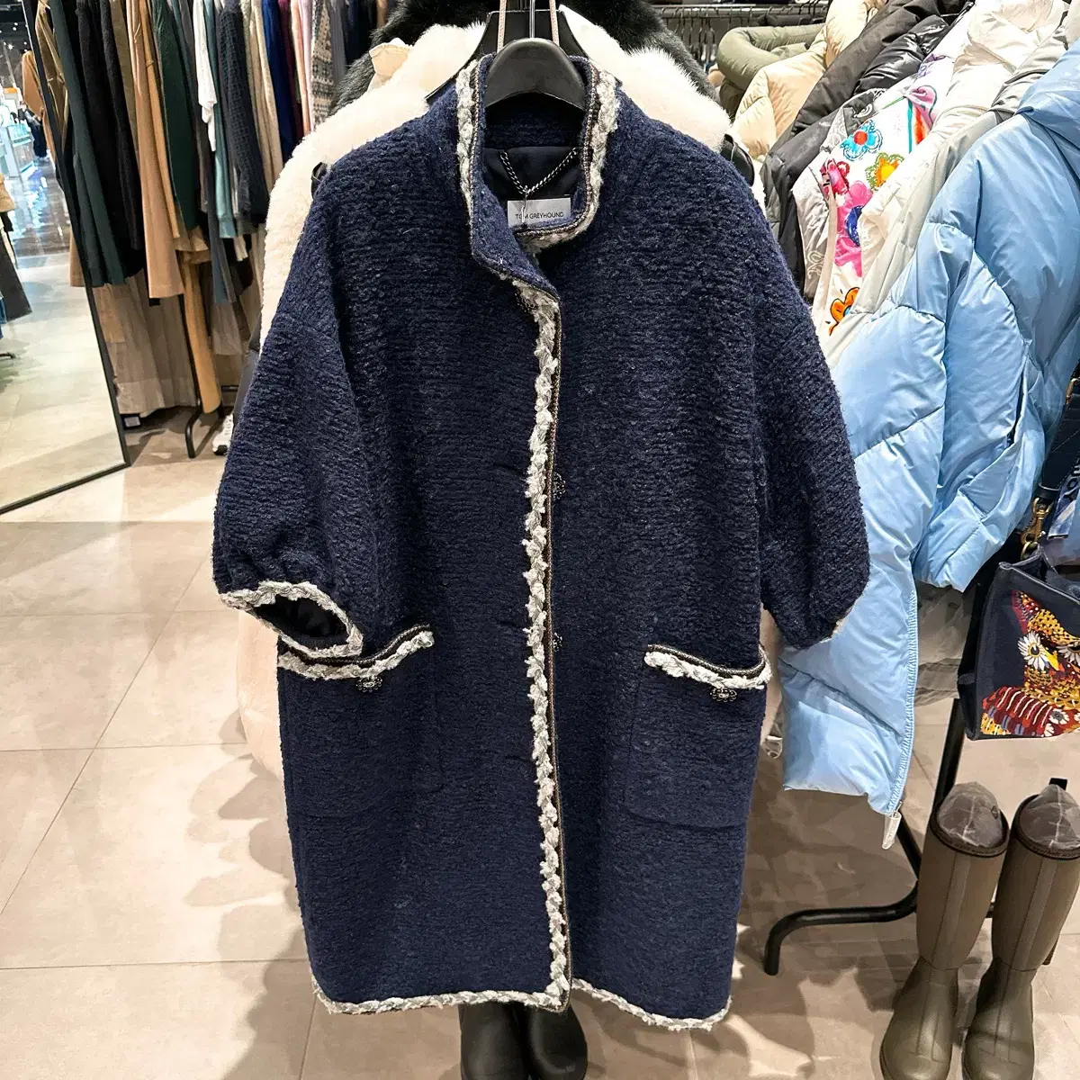 (Genuine/New) Tom Greyhound Women's Navy Boucle Coat 80% off