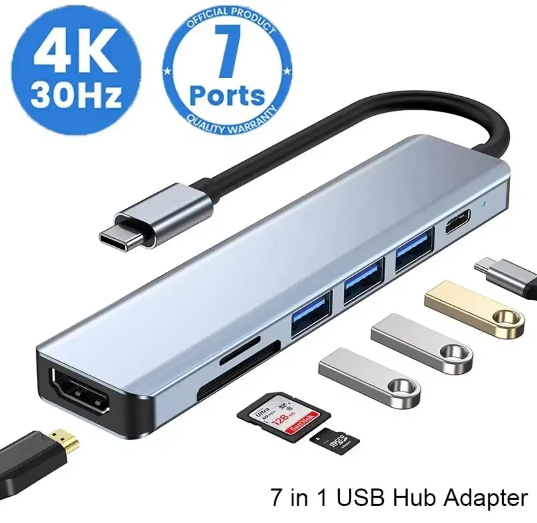 USB C 허브 C타입 3.0 어댑터, 4K HDMI SD TF 카드