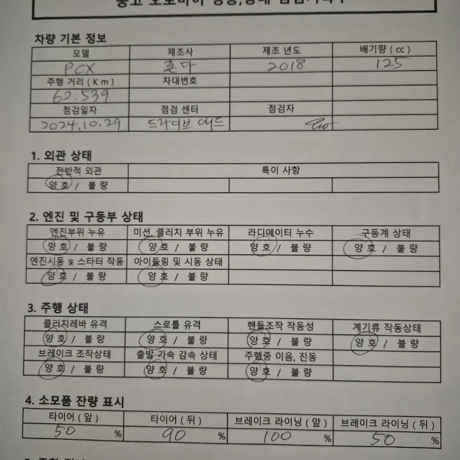 DB-069/ 혼다 / PCX /18년식/ 6.2만km /중고 오토바이