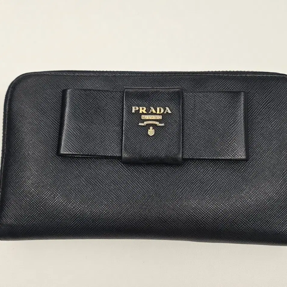 프라다 PRADA 사피아노 리본 블랙 여성 장지갑