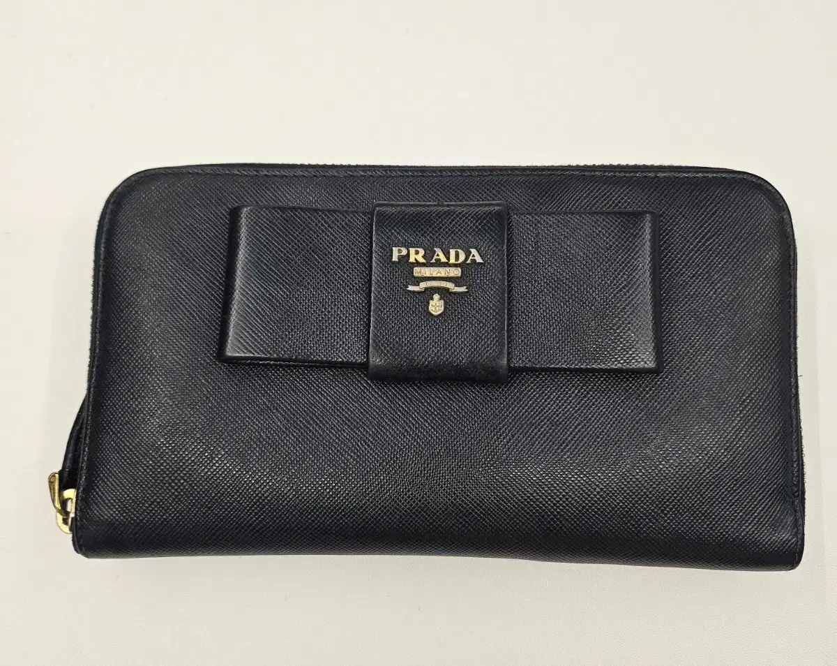 프라다 PRADA 사피아노 리본 블랙 여성 장지갑