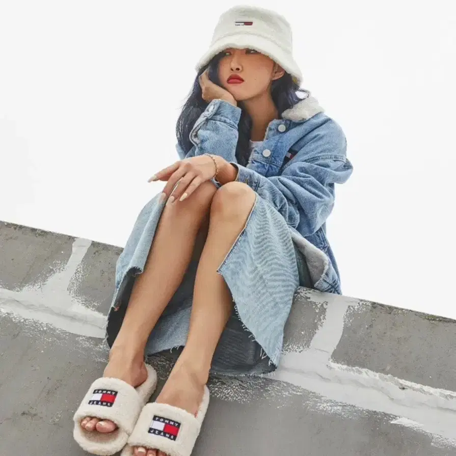 [새상품] 타미진스 셰르파 버킷햇 뽀글이 모자 tommy jeans