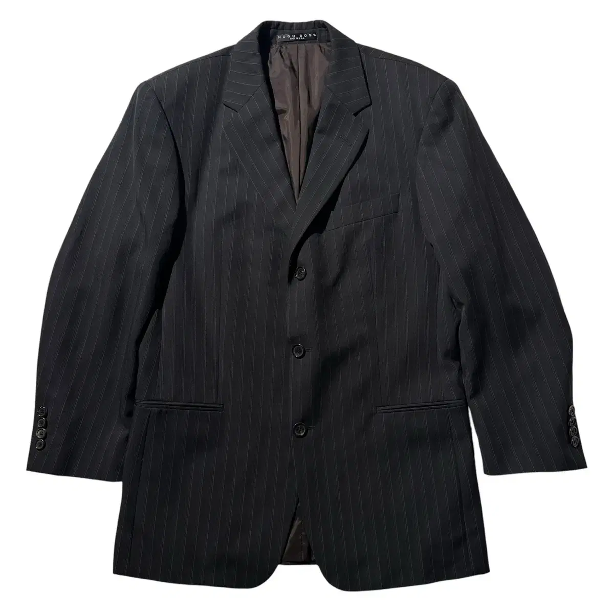 [M] Hugo Boss Colombo Fabric Striped Single 3B Blazer Dark Brown