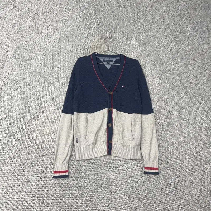 Tommy Hilfiger Navy Two-Tone Dangara Cotton Knit Cardigan S