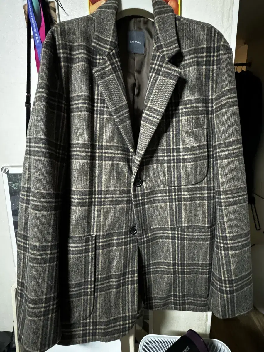 Check pattern jacket / size L /