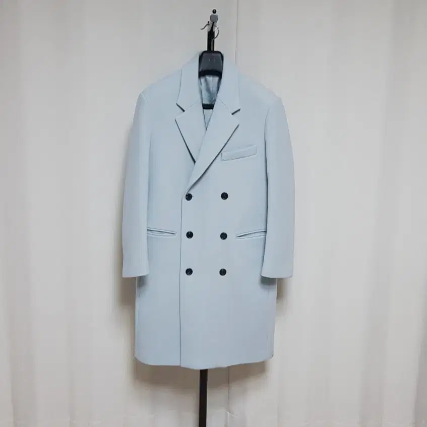 (TAKPO)Systema Homme Cashmere-blend sky blue semi overcoat