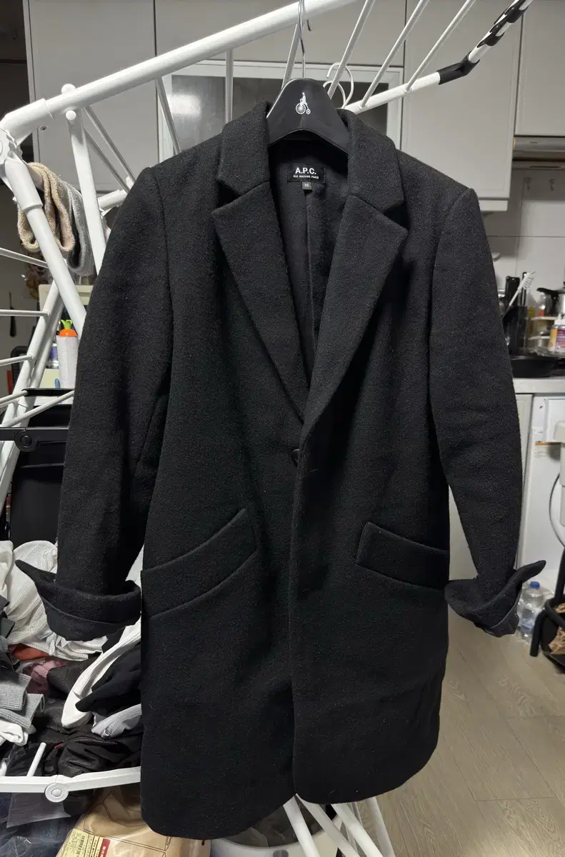 Apache APC Chesterfield Single Wool Coat XS Black