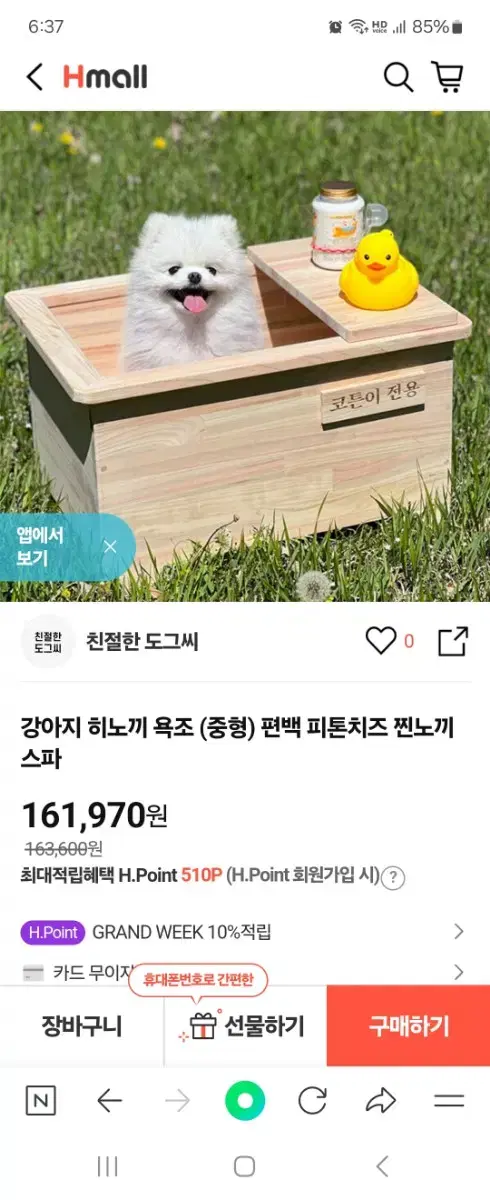 강아지 히노키 욕조 중형