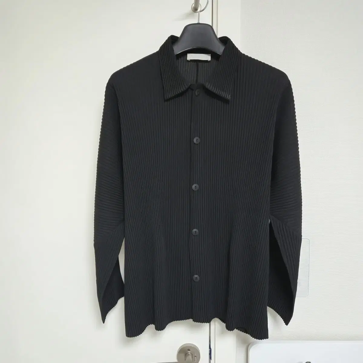 Acapt Pleated Long Sleeve Shirt Cardigan Black 105-110