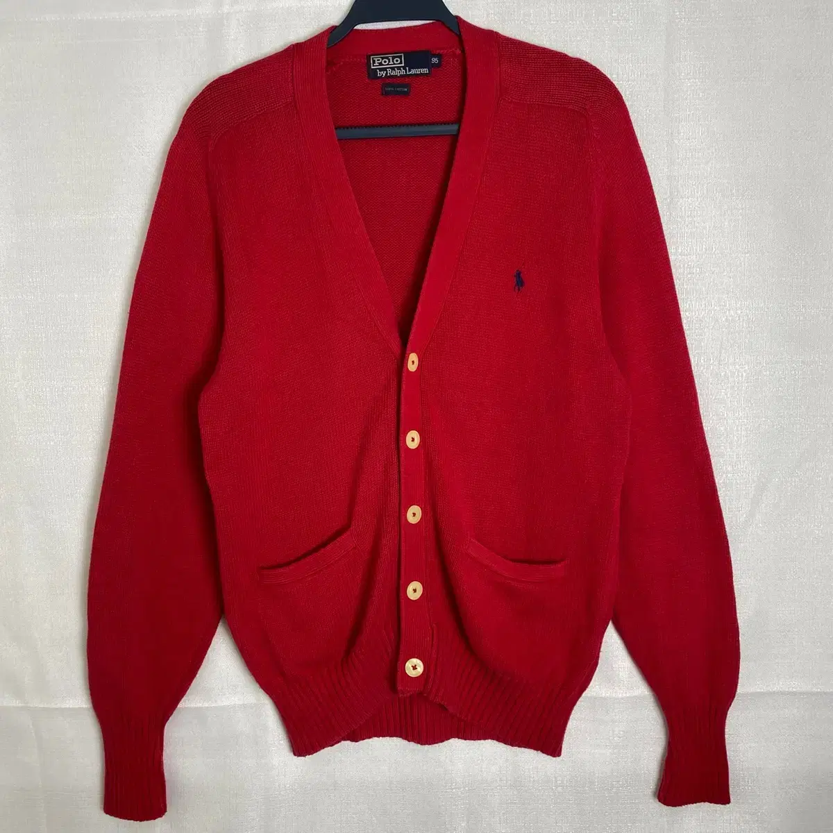 [L] Polo Ralph Lauren 90s Vintage Cotton Cardigan Red