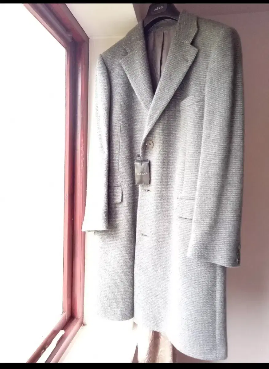 Gray wool and cashmere coat from JAEGER, the British maker of high-quality suits