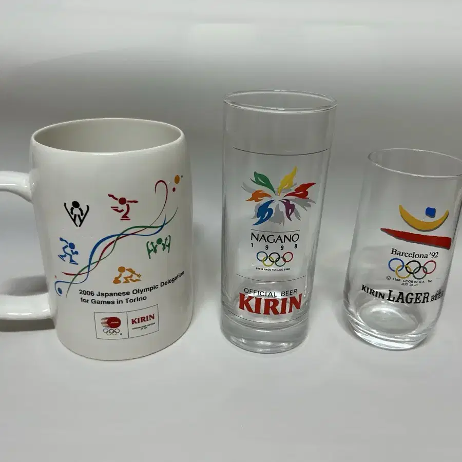 기린 KIRIN 올림픽 공식 빈티지 글라스 맥주잔 1998~